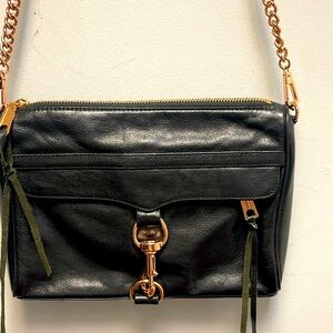 Rebecca Minkoff Black Crossbody Bag with Rose Gold Chain
